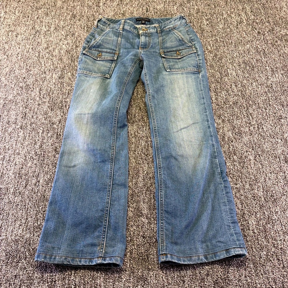 Vintage Banana Republic Urban Bootcut Cargo Jeans Womens 2 Blue Denim Stretch
